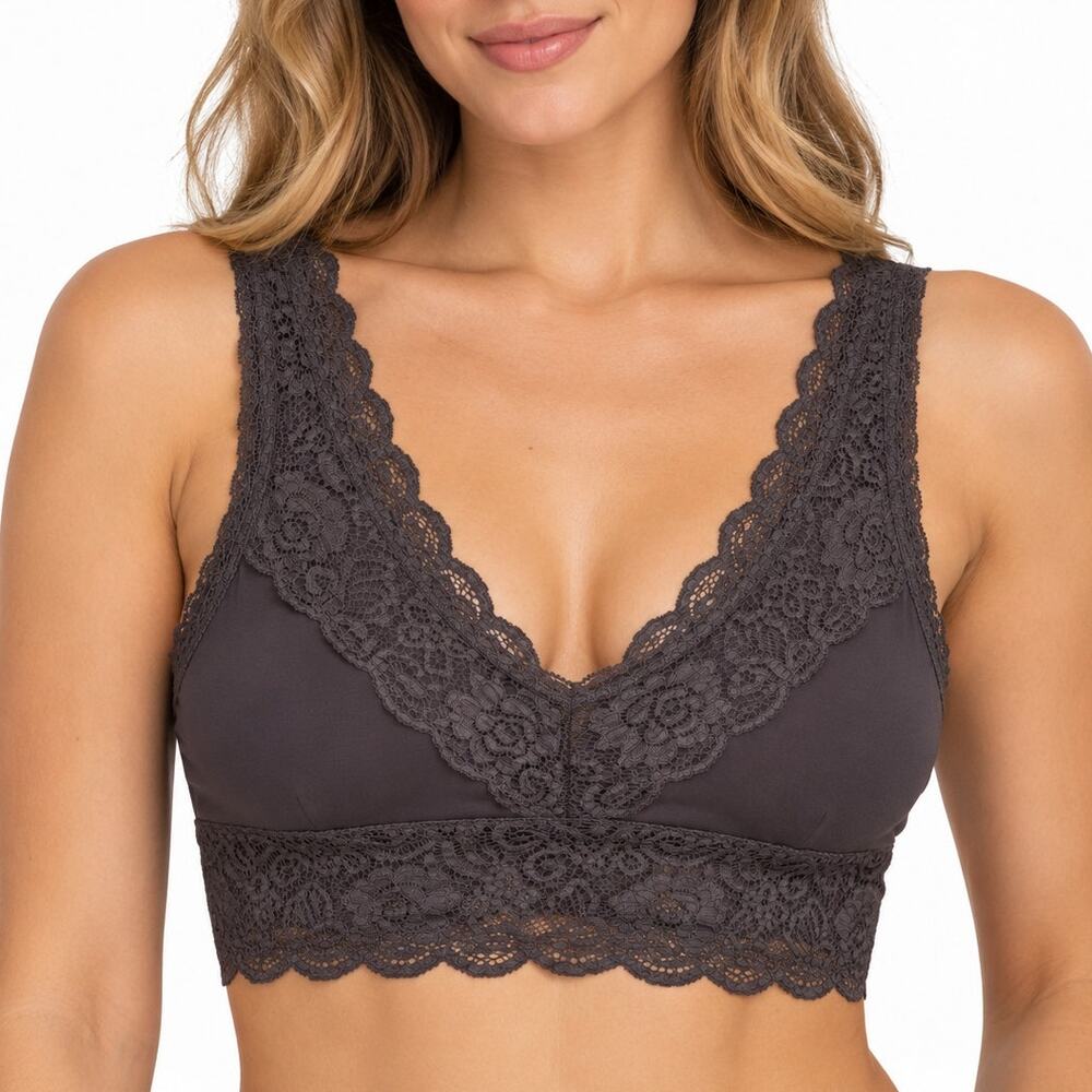 Zenana Outfitters Dark Mauve Lace Longline Bralette